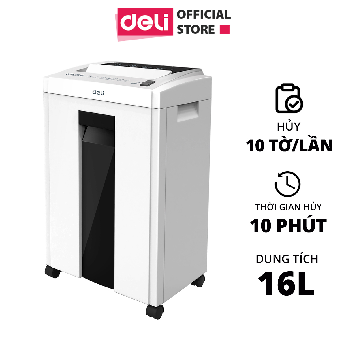 Máy Hủy Tài Liệu 16L Cao Cấp Deli - Máy Huỷ Giấy 16 Lít Phù Hợp Cho Bảo Mật Giấy Tờ Trong Doanh Nghiệp, Văn Phòng, Nhà Trường - Hàng  Chính Hãng - ET051