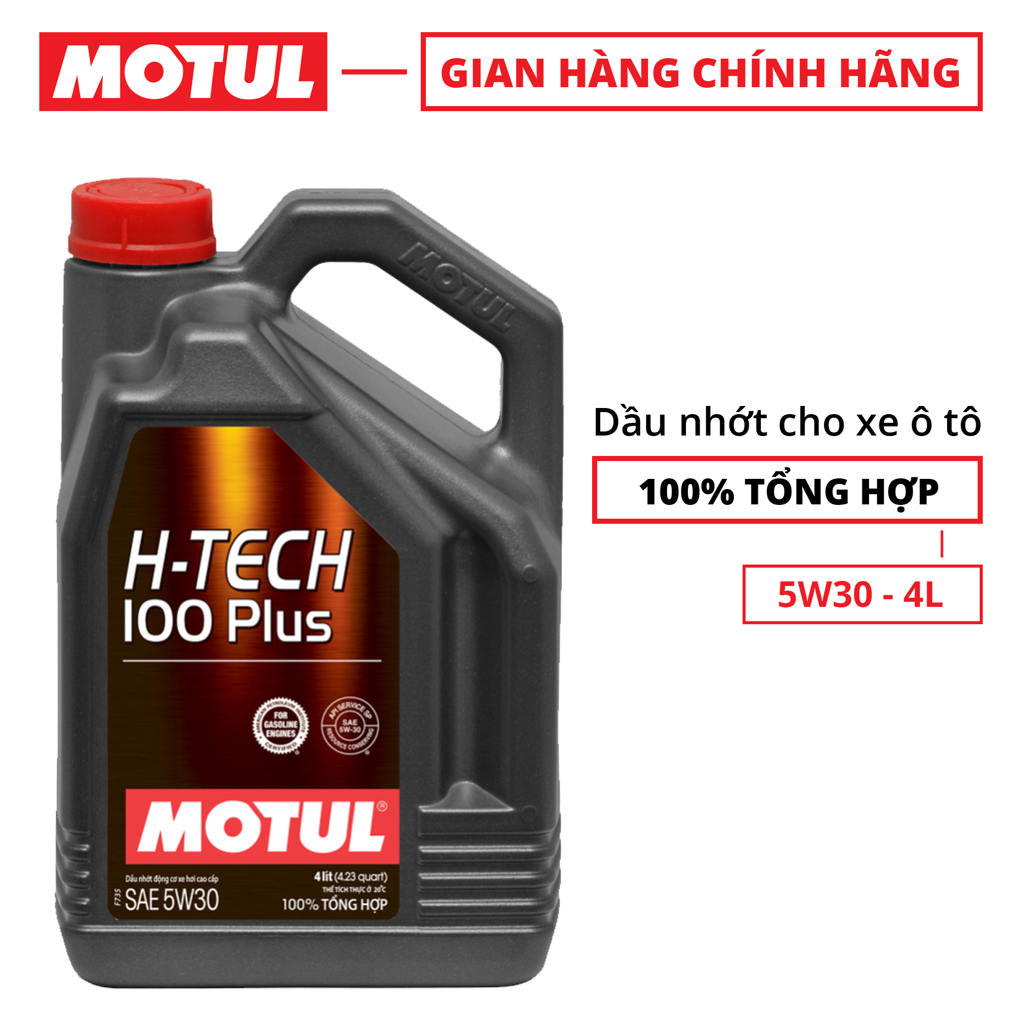 Dầu nhớt xe ô tô MOTUL H-TECH 100 PLUS 5W30 4L