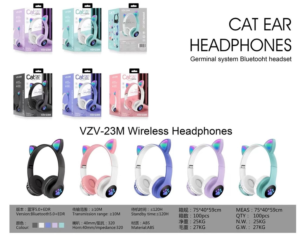 Tai nghe mèo dễ thương – Có đèn led – Kết nối bluetooth 5.0 - Tai headphone có micro