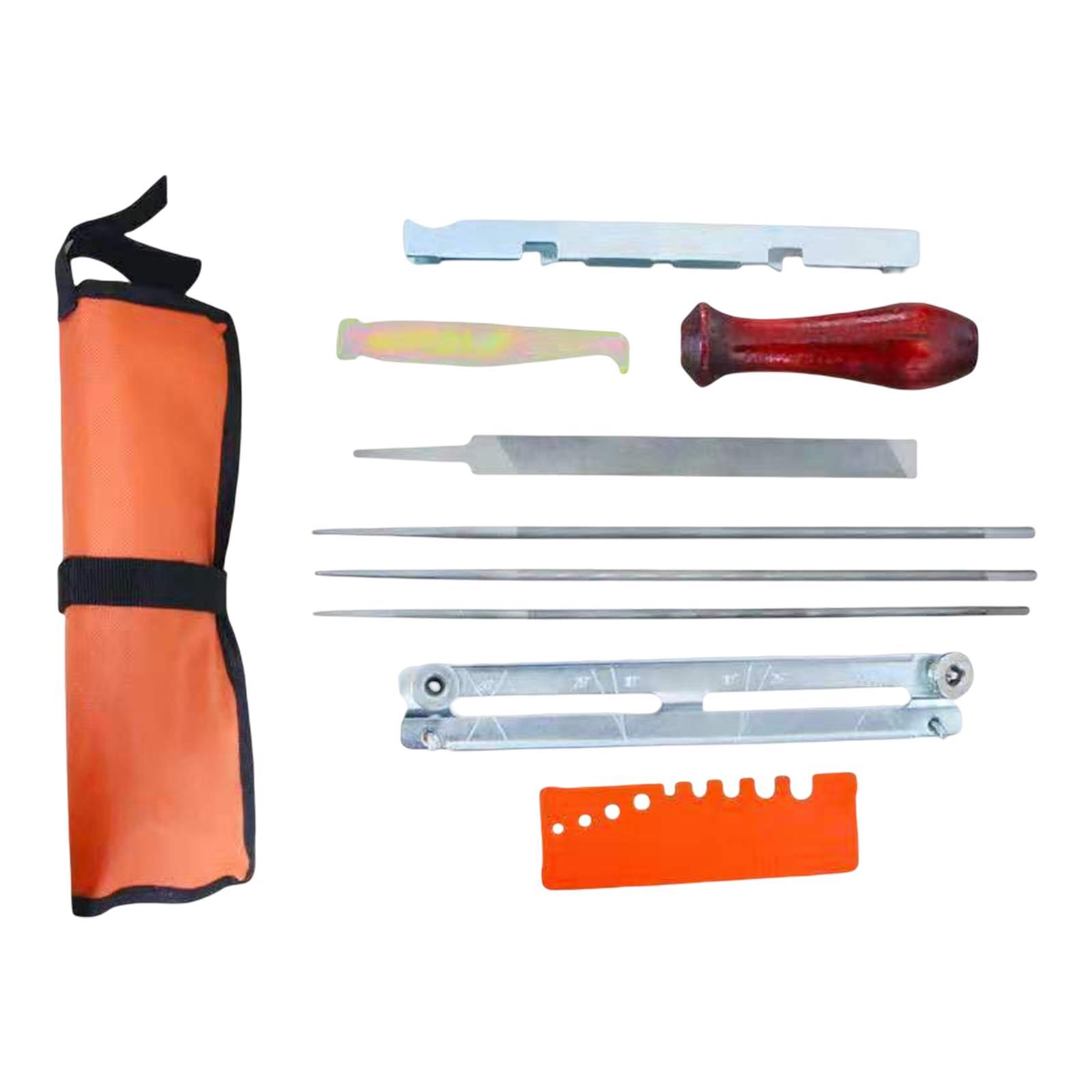 10 Pieces Professional Chainsaw File Kit with Tool Pouch Repair Tool