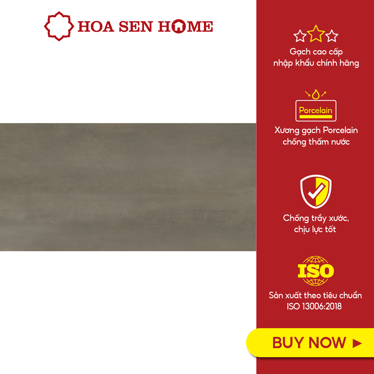 Gạch men ốp tường LUSTRA INCEF0300600014TD màu nâu đất, đường vân nền xi măng, bề mặt Matt, hút ẩm thấp, cỡ hình chữ nhật 300mmx600mm, thùng 6 viên - Hàng chính hãng