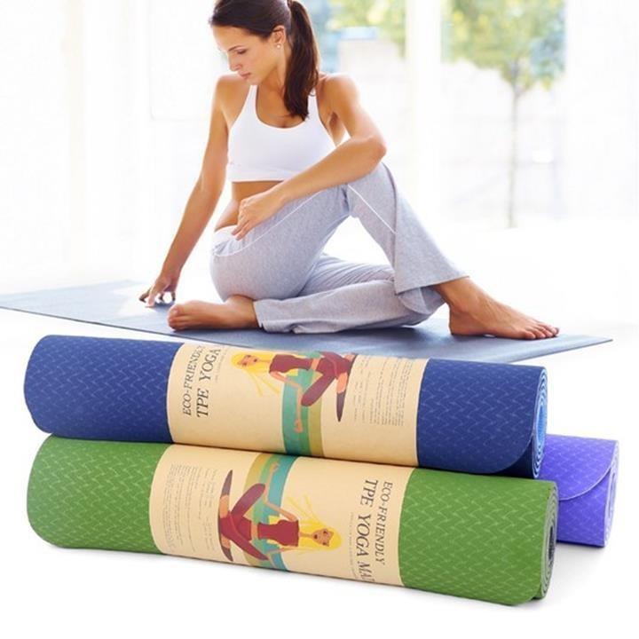 Thảm Tập Yoga 2 Lớp Dày 6MM Thảm Tập Gym, Chống Trơn Trượt Cao Cấp ZA11