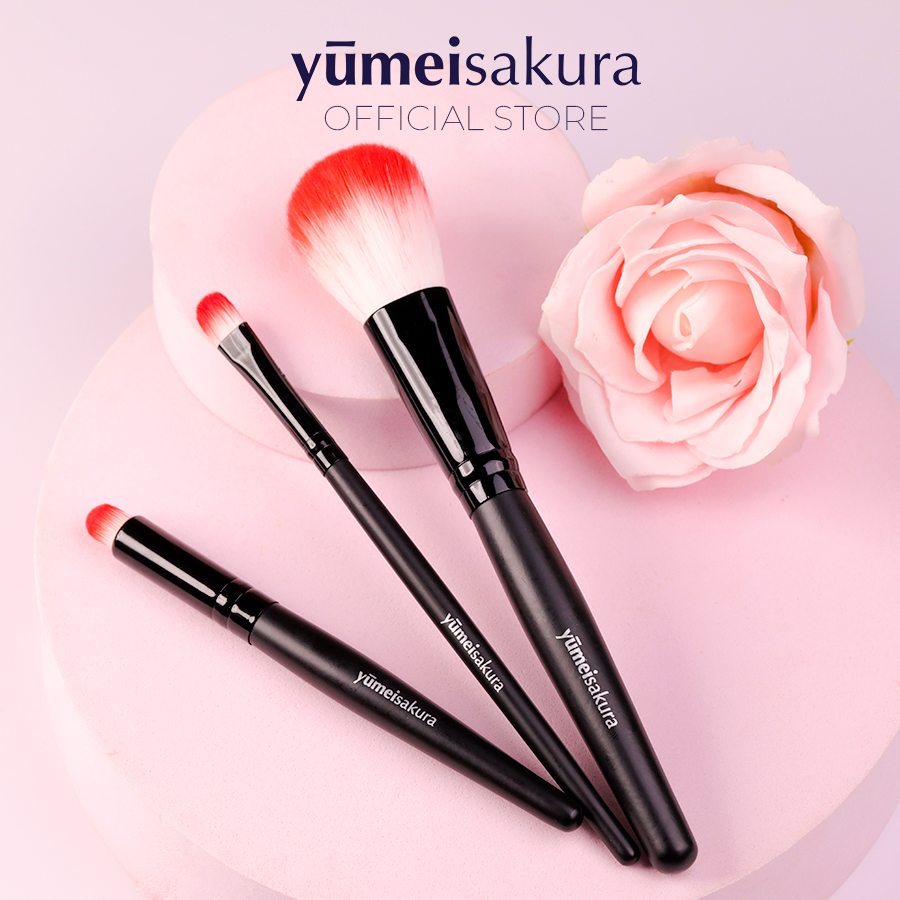 Bộ 3 cọ trang điểm độc quyền Yumeisakura mềm mại tiện dụng - Yumeisakura makeup brush set (3pcs)