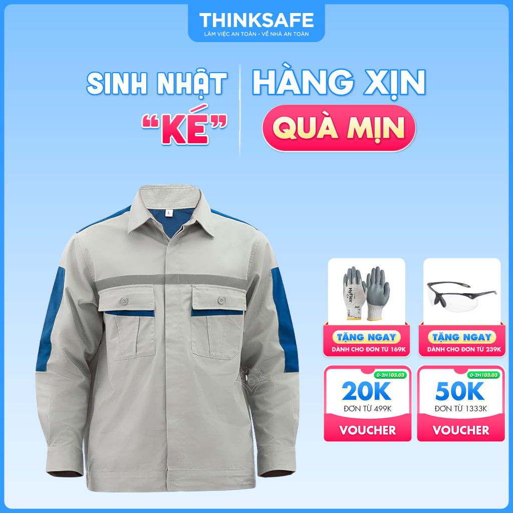 Quần áo bảo hộ lao động Thinksafe áo lao động kỹ sư công nhân có túi hộp thoải mái thoáng mát thấm hút mồ hôi PR02