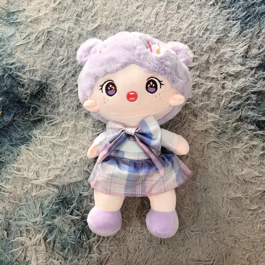 Búp bê váy caro nơ cao cấp cho bé gái