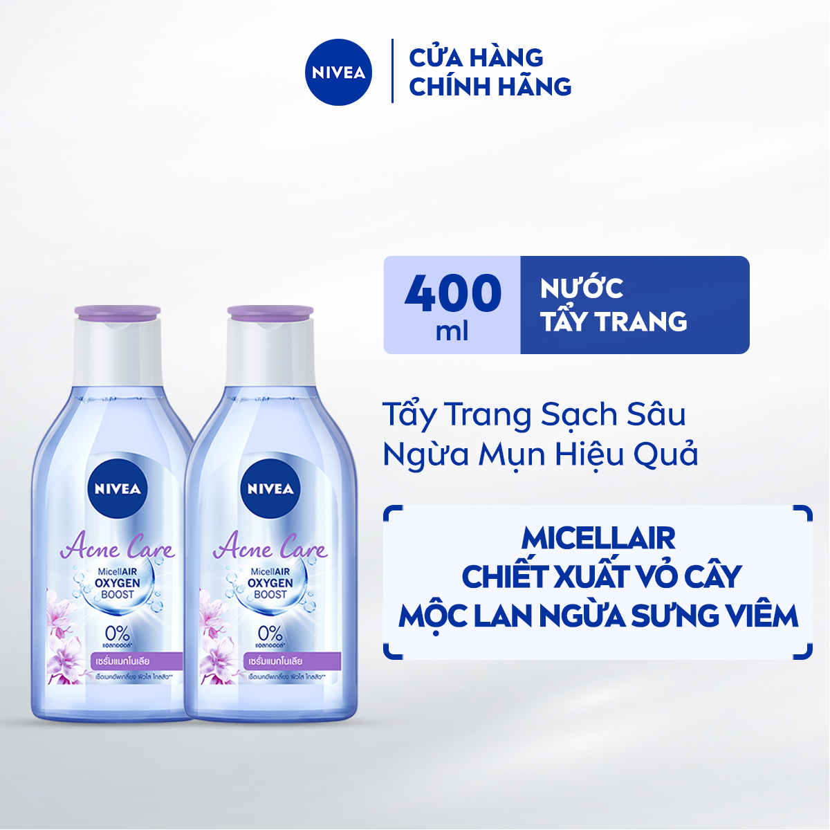 Bộ 2 Nước Tẩy Trang NIVEA Acne Care Cho Da Mụn Sạch Sâu Ngừa Mụn (400 ml) - 80116