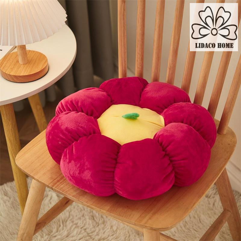 Đệm ngồi bệt LIDACO hình bông hoa dễ thương vải nỉ nhung mềm mịn chuyên decor phòng khách