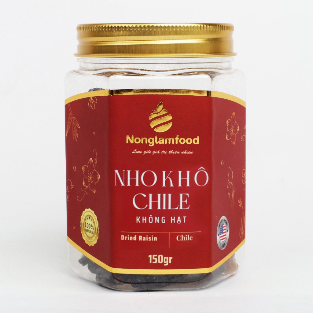 Nho khô Chile không hạt Nonglamfood hũ 150g | Quà tặng cao cấp cho người thân, bạn bè, doanh nghiệp