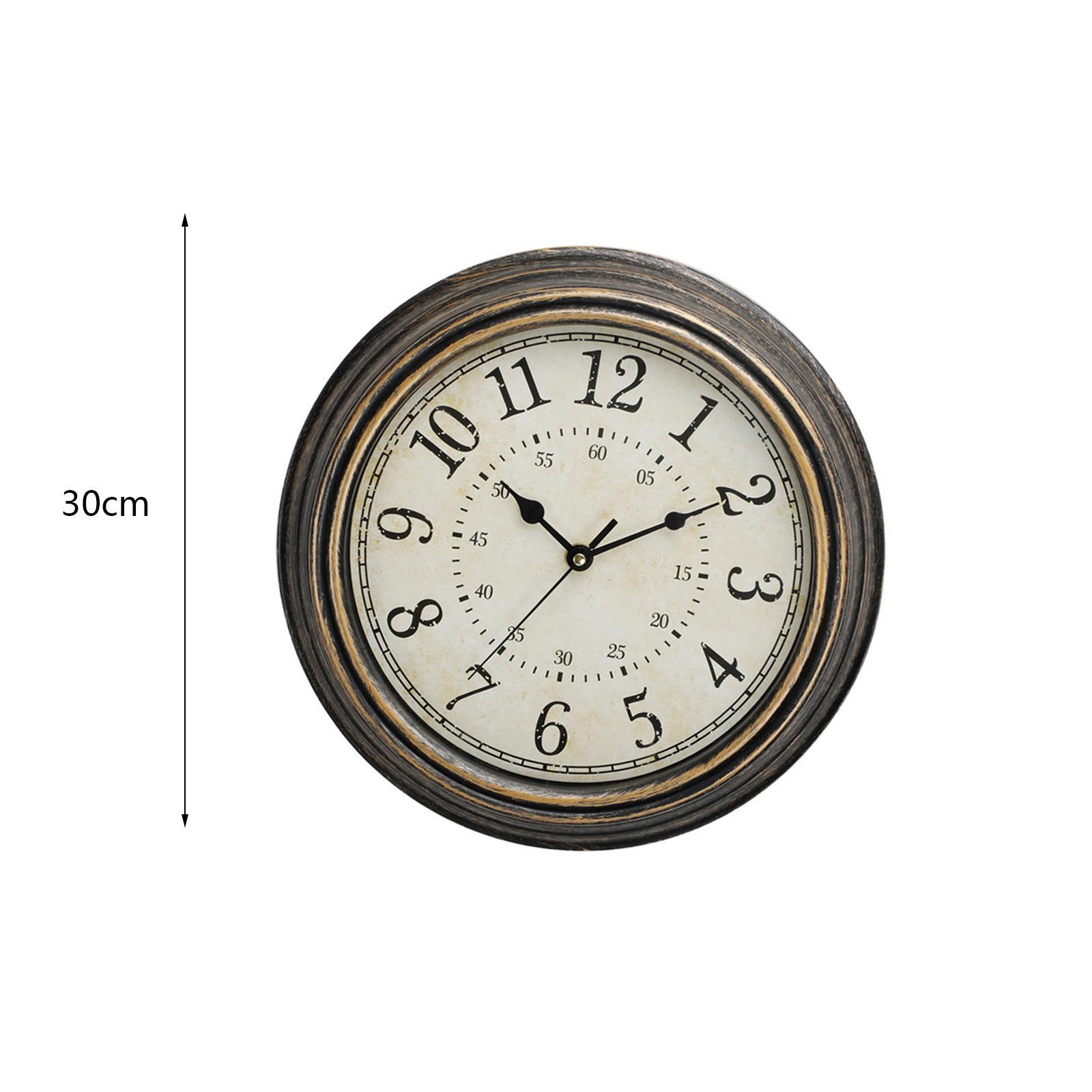 Retro Style 30cm Wall Clock Decorative Sweep Movement Round Silent Hanging Clocks for Classroom, Bedroom, Bathroom, Nursery, Dining Room