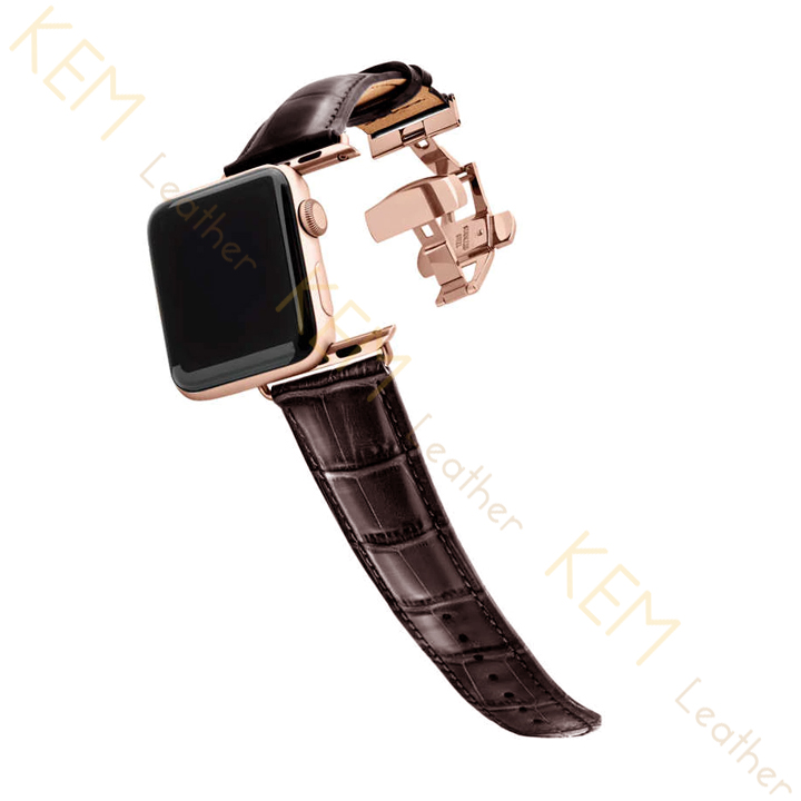 Dây Đồng Hồ Thay Thế Dành Cho Apple Watch 48 Ultra 45/44/42mm - 41/40/38mm, Chất Liệu Da Cá Sấu Cao Cấp Màu Nâu Tương Thích Các Phiên Bản Series 8/7/6/5/4/3/2/1/SE Bảo Hành 12 Tháng