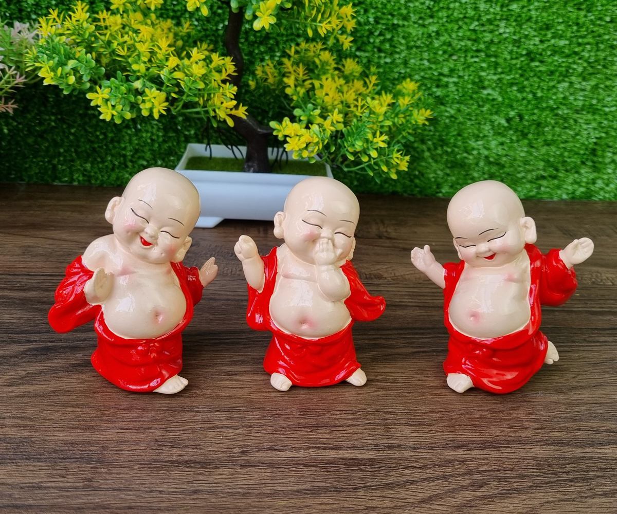 Tượng chú tiểu hoan hỉ 9cm bằng đất sét nung