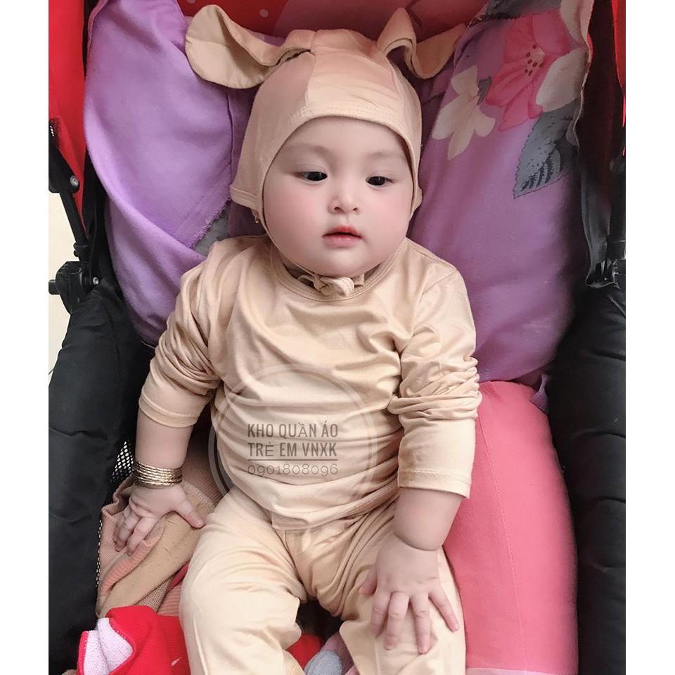 Bộ dài tay kèm nón tai thỏ cho bé Minky Mom đồ bộ thu đồng mũ tai thỏ cho bé minky xìn xò giá gốc tân xưởng
