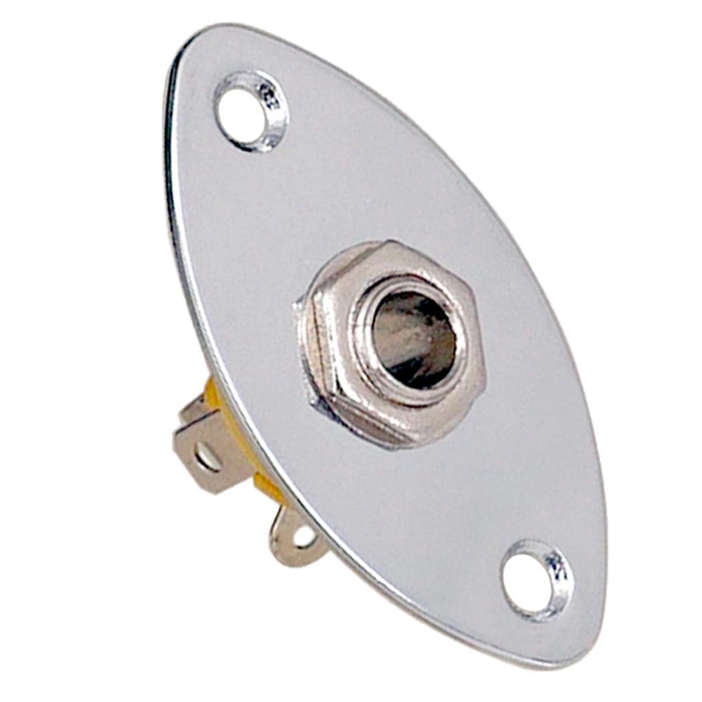 2-5pack Oval Flat Jack Plate With 1/4" 6.35mm Electric Guitar Bass Jack Plug