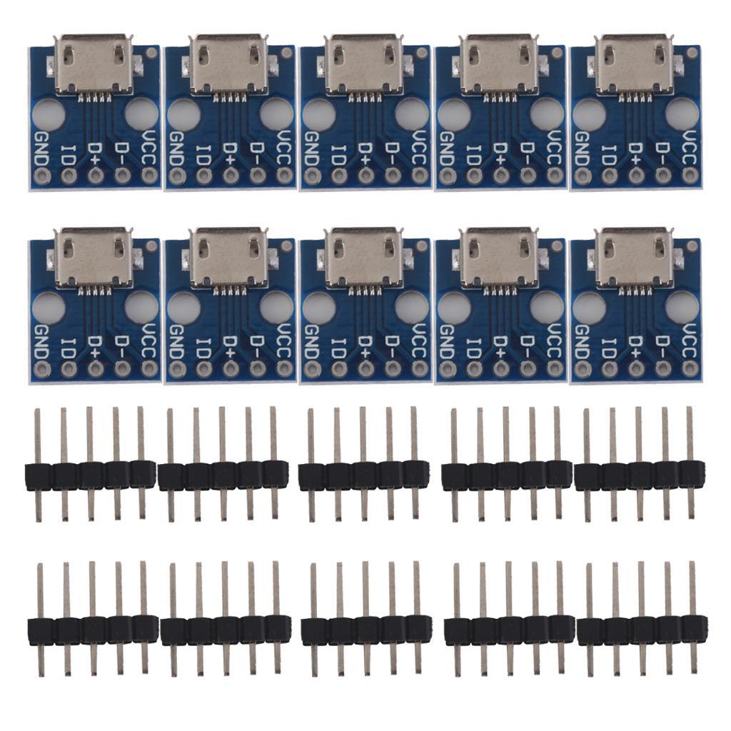 7x10pcs Female MICRO USB to DIP 5-Pin Pinboard 2.54mm micro USB type