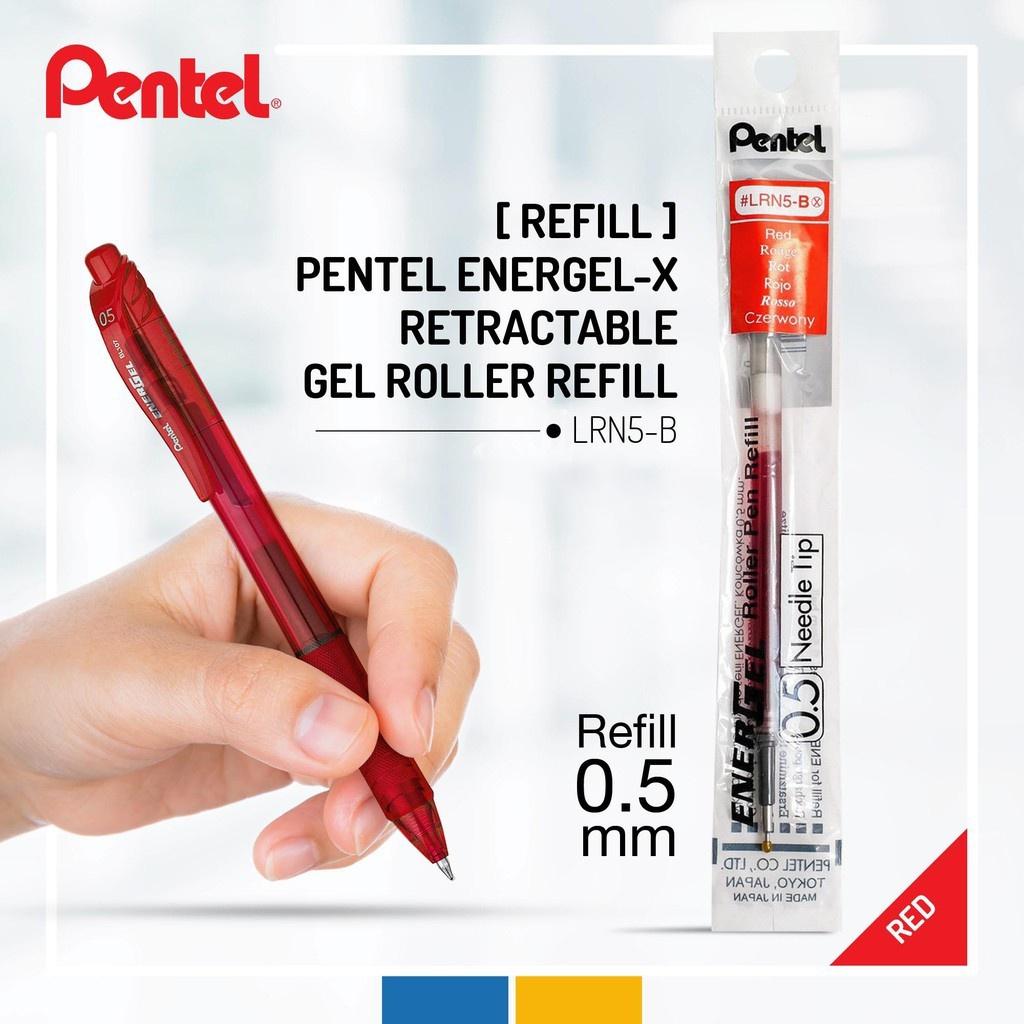 Ruột Bút Ký Mực Gel Pentel LRN5 Ngòi 0.5mm | 3 Màu Mực Xanh/ Đen/ Đỏ | Thay Mọi Loại Bút Gel Của Pentel | HSD Dài Lâu