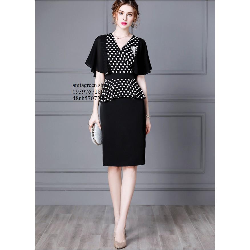 Nh570720-ĐẦM BODY PEPLUM CHẤM BI