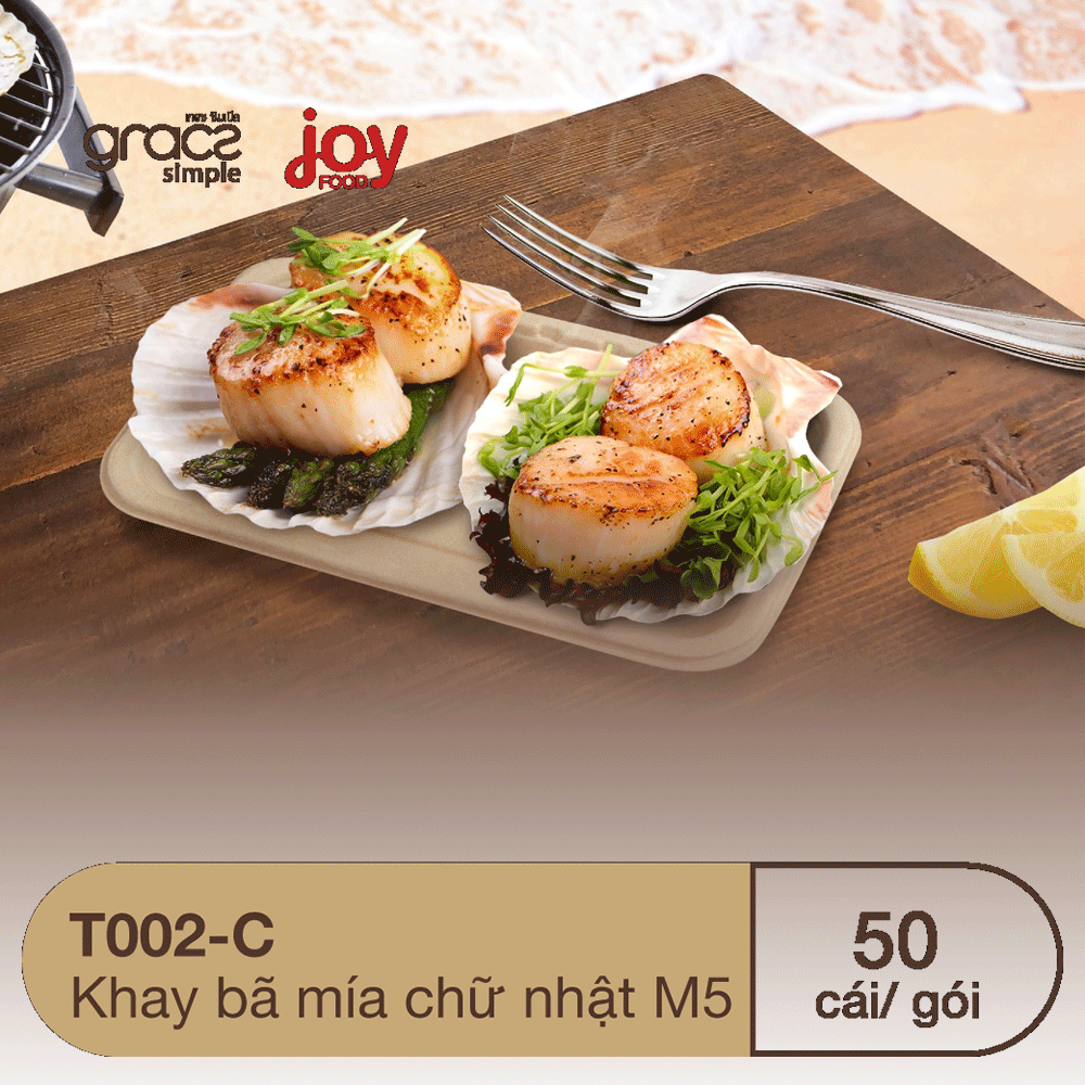 50 khay bã mía chữ nhật Thái Lan, phủ màng