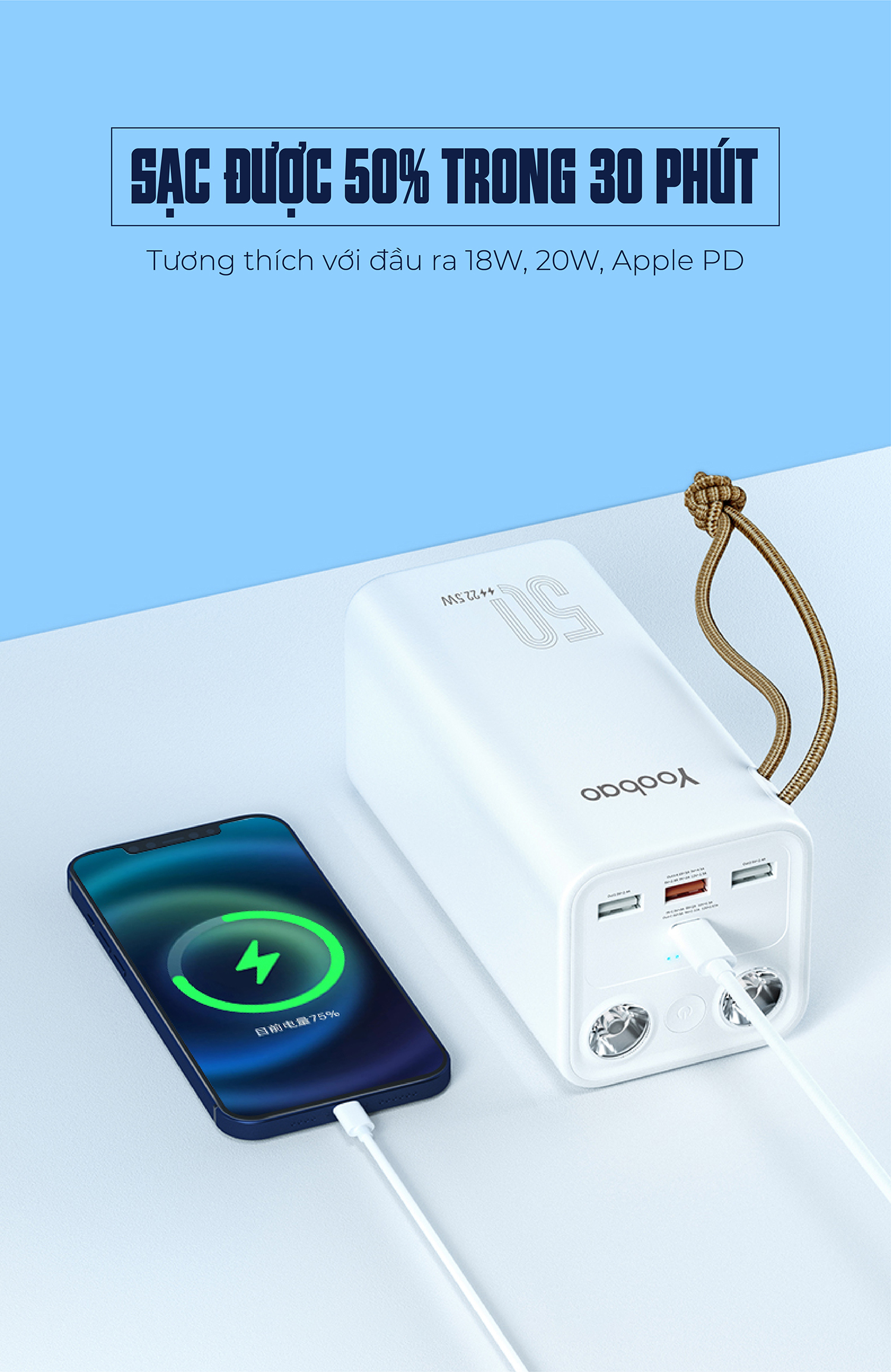 Trạm sạc dự phòng Yoobao L50Q 50000mAh - Hàng Chính Hãng