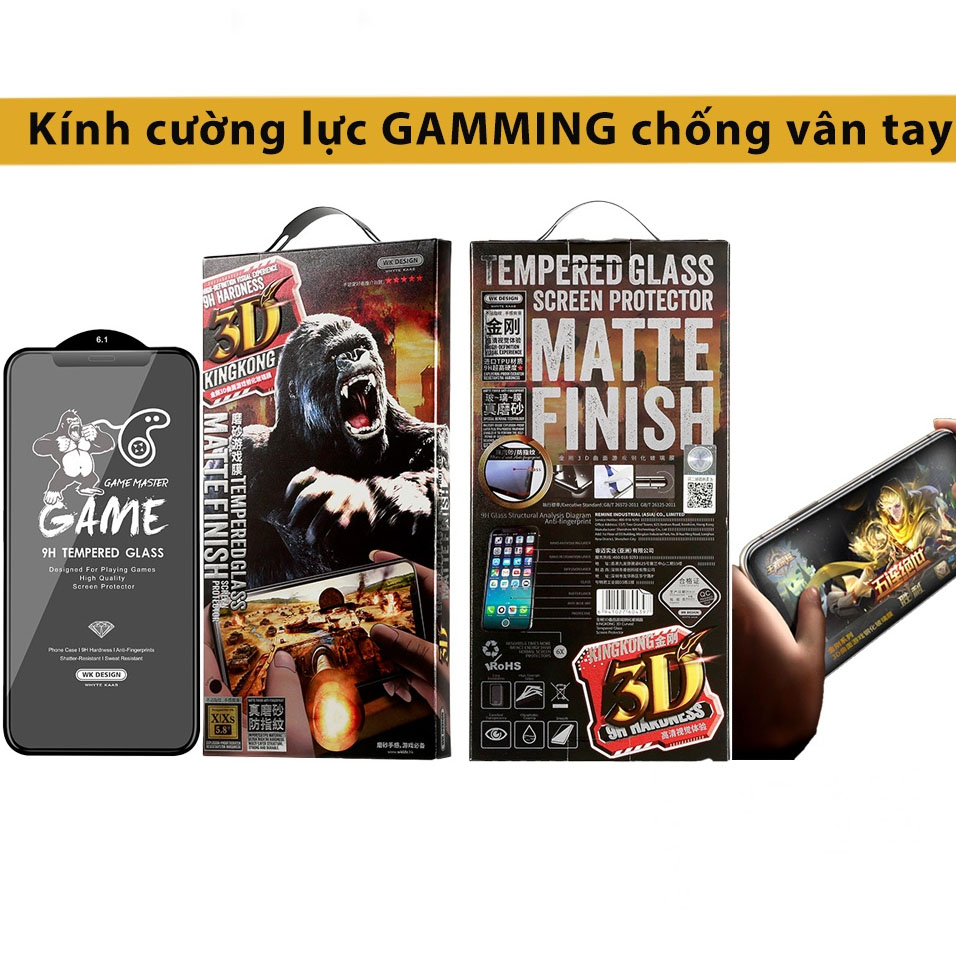 Kính Cường lực KingKong Nhám AG Chống vân tay mồ hôi chơi Game WEKOME 030 HÀNG NHẬP KHẨU