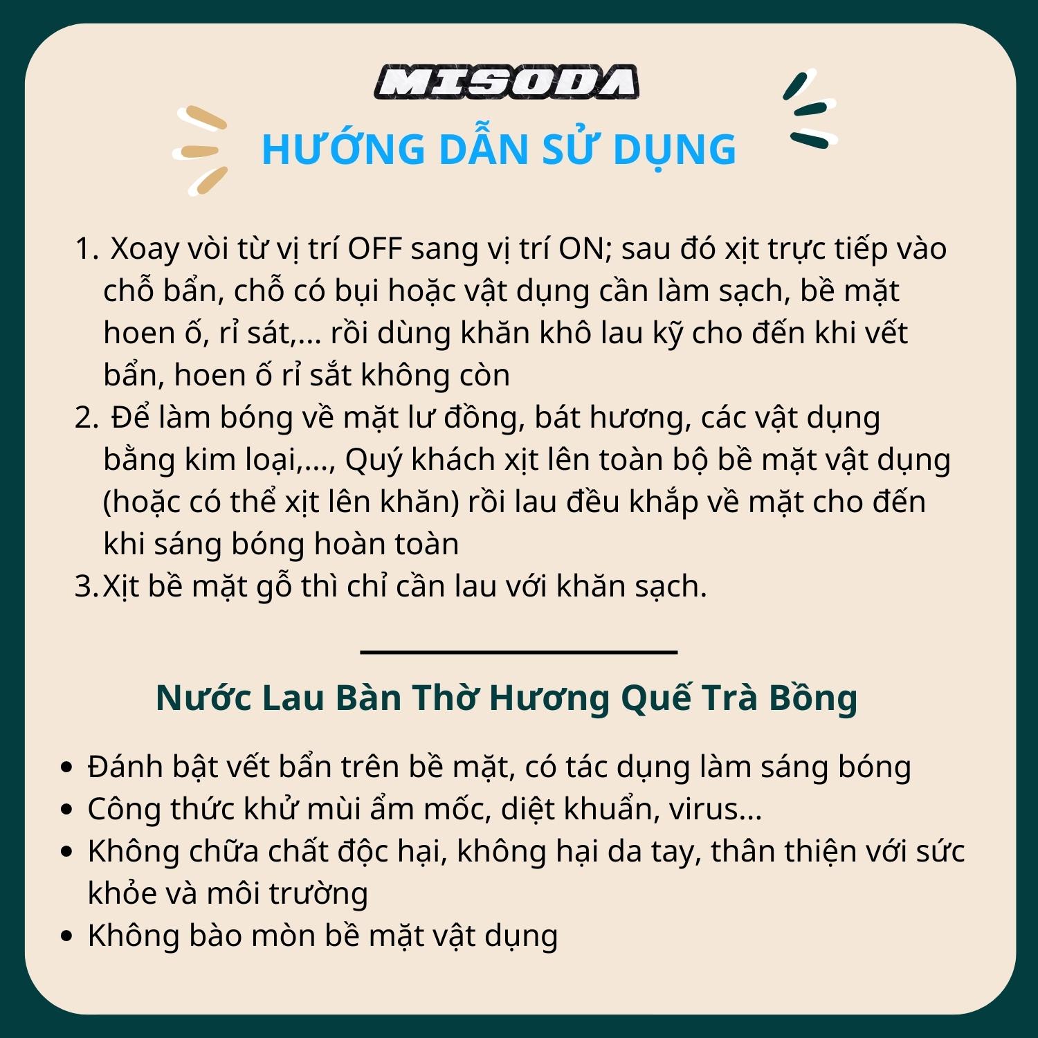 Nước lau bàn thờ Hương Quế Trà Bồng 300ml, giúp tẩy uế, mang lại vượng khí, tài lộc - Hàng Chính Hãng