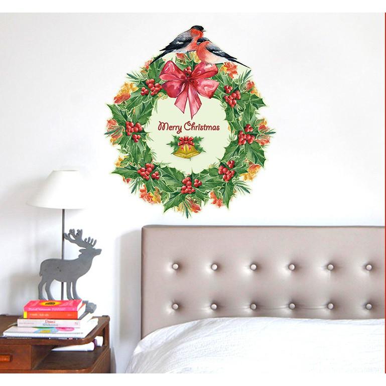 Decal trang trí noel vòng nguyệt quế 02