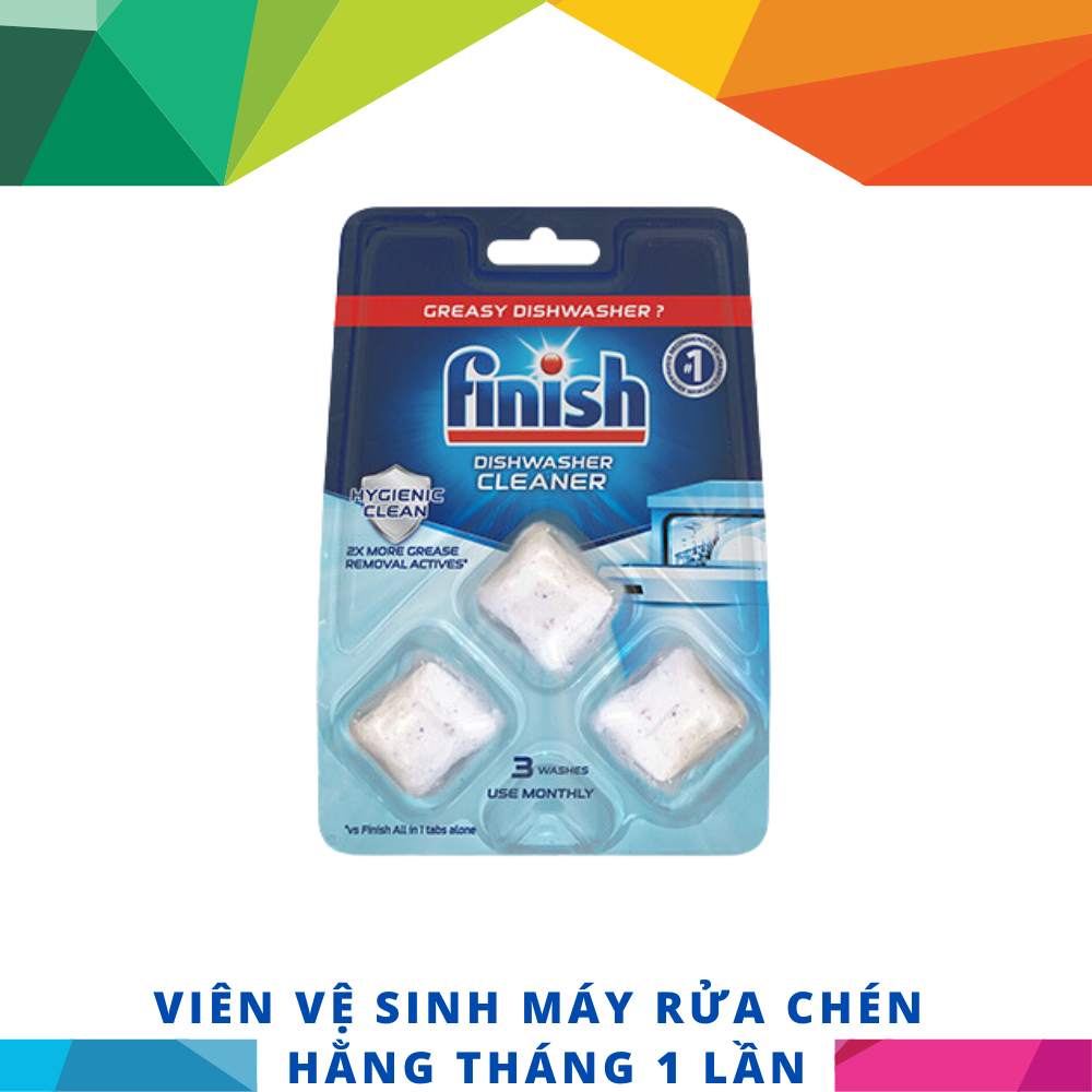 [Hỏa Tốc] Vỉ 3 viên vệ sinh máy rửa chén bát Finish Dishwasher Cleaner chuyên dụng cho máy rửa chén, bát gồm vỉ 3 viên