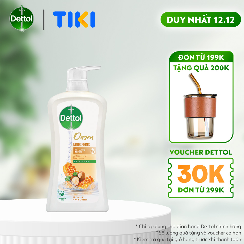 Sữa tắm Dettol Onzen mật ong kháng khuẩn và dưỡng thể - Chai 950g