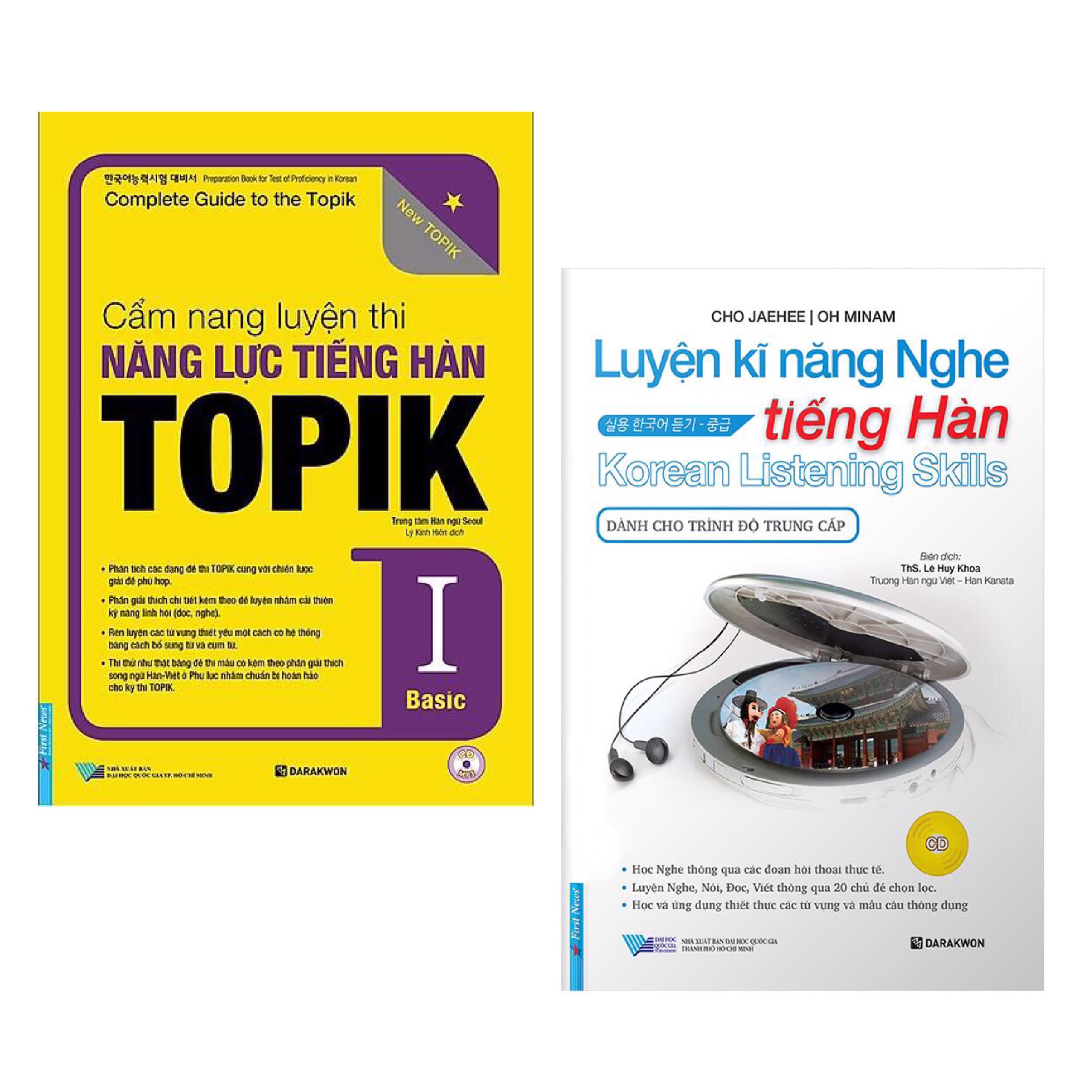 Combo Sách Luyện Thi TOPIK Hiệu Quả: Cẩm Nang Luyện Thi Năng Lực Tiếng Hàn TOPIK I Basic + Luyện Kĩ Năng Nghe Tiếng Hàn