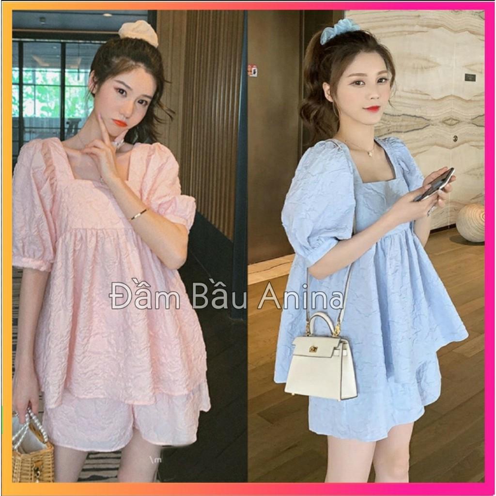 SET BỘ Babydoll đũi nhăn cho mẹ bầu - Bộ bầu cao cấp siêu mát siêu mềm thiết kế sang chảnh BĐ843