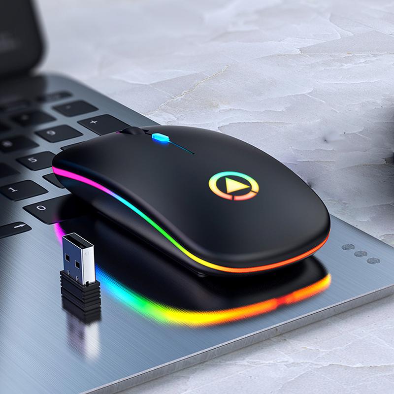 Chuột Không Dây RGB Sạc Máy Tính Mause Im Lặng Công Thái LED Chuột USB Backlit Nhiều Màu Sắc Phát Sáng Chuột Văn Phòng Cho Laptop