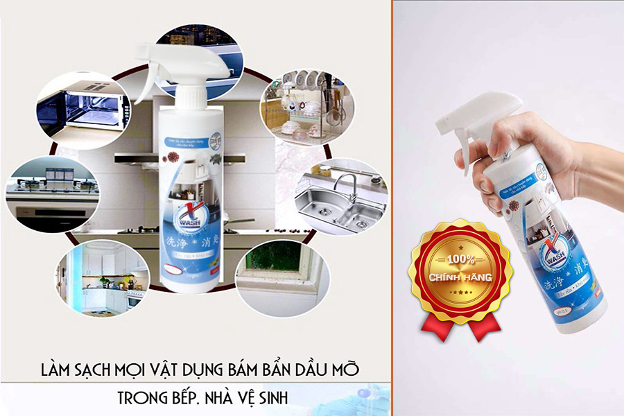 XWASH NHÀ BẾP, 500ML, VỆ SINH KHÔNG HÓA CHẤT, CÔNG NGHỆ TẨY RỬA SỐ 1 NHẬT BẢN, HÀNG CHÍNH HÃNG