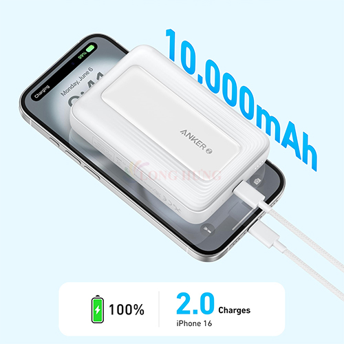 Sạc dự phòng từ tính không dây Anker Zolo Power Bank USB-C 30W 10000mAh A1684 - Hàng chính hãng