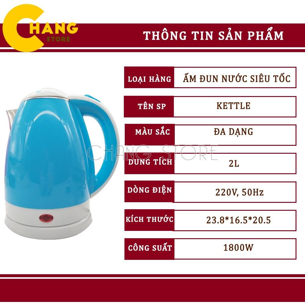 Ấm Đun Nước Siêu Tốc Kettle 2L Cao Cấp, An Toàn 2 Lớp Cách Nhiệt