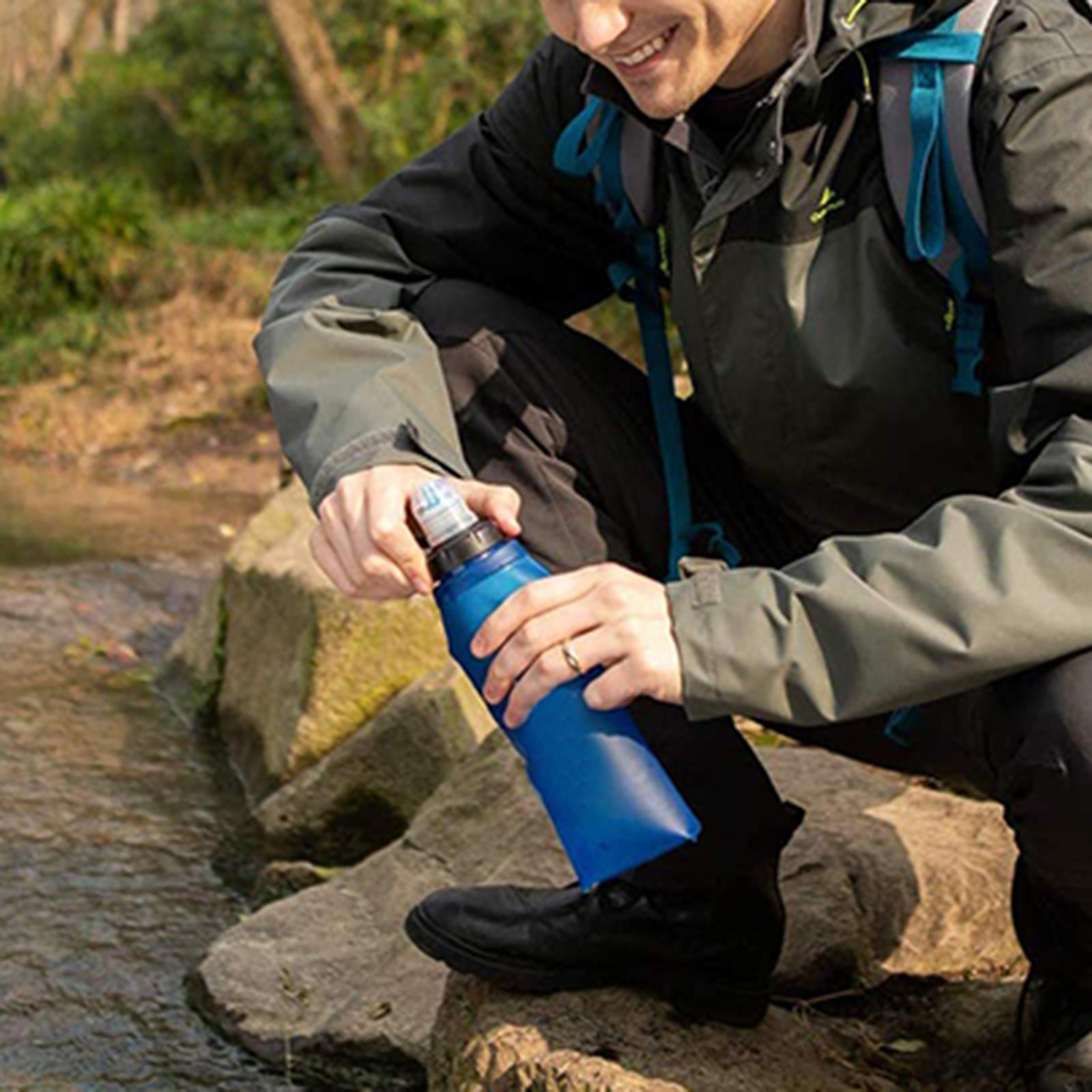 Outdoor Survival Water Bottle with Filter, Compact Water Purifier Bag Filtration System Preparedness