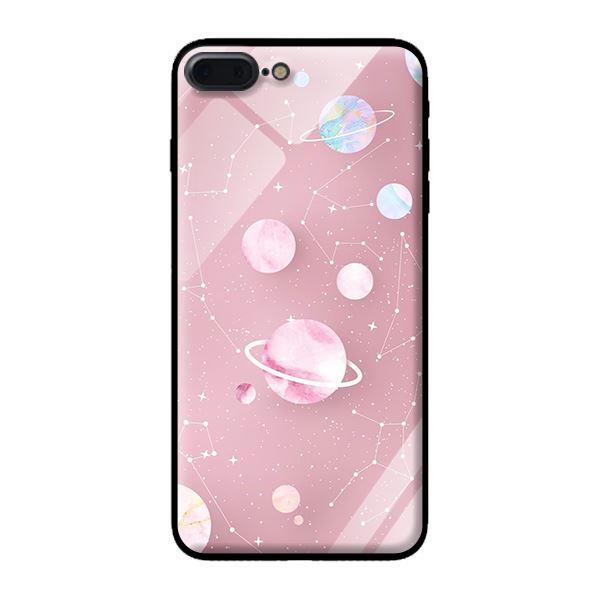 Ốp kính cường lực cho iPhone 7 Plus Họa Tiết Nền Hồng - Hàng chính hãng