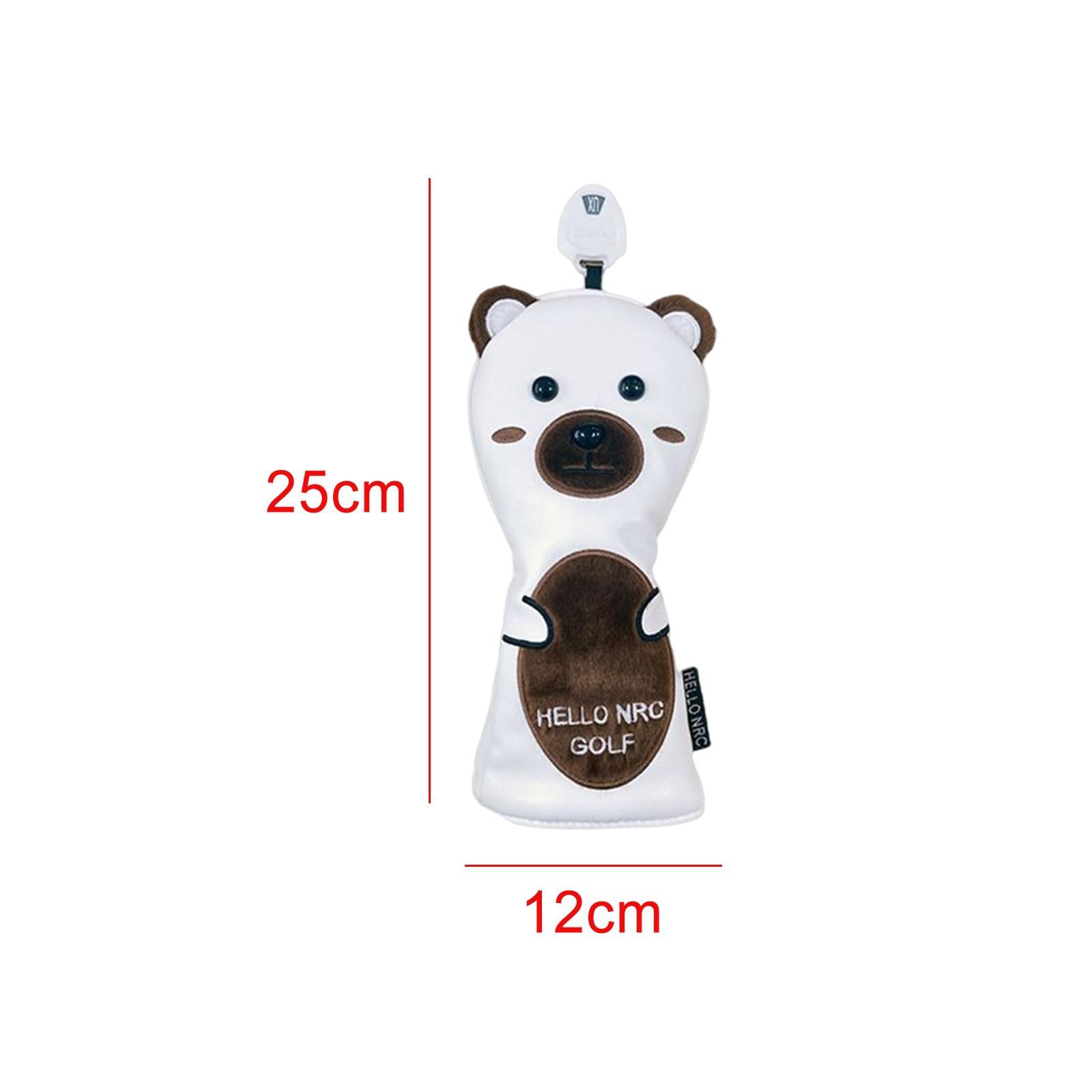 Golf Club Head Cover PU Leather Brown Bear Waterproof Driver Hybrid Fairway Cover