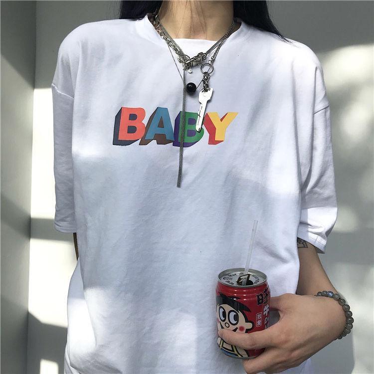 Áo Thun Nữ BABY CHỮ BẢY MÀU