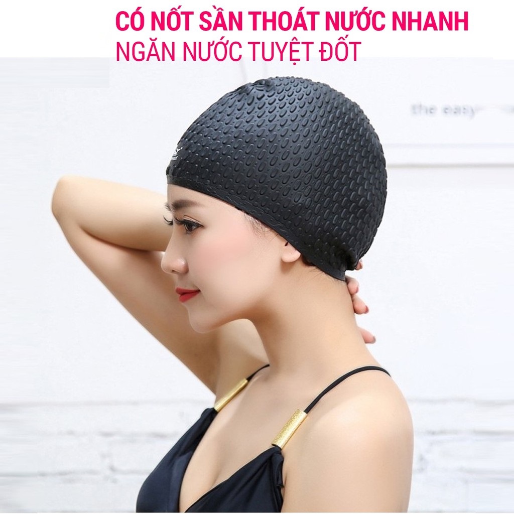 Mũ Bơi Người Lớn, Trẻ Em Silicone Siêu Co Giãn – Chọn Màu, Siêu Bền, Siêu Mềm, Chống Thấm Nước Loại Có Gai - Hàng Chính Hãng dododios