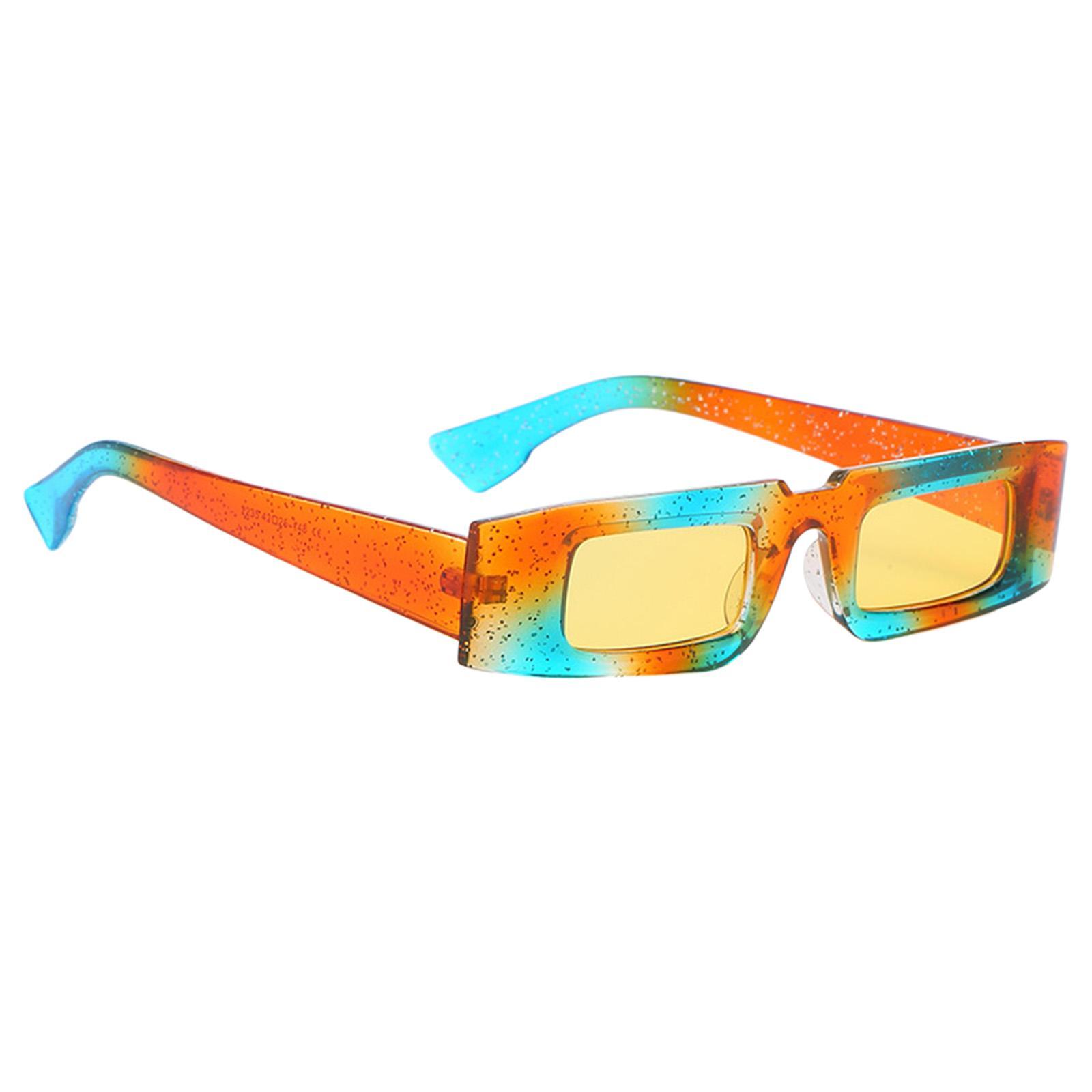 Retro Colorful Rectangle Sunglasses Flat Top Glasses Beach Running Eyewear