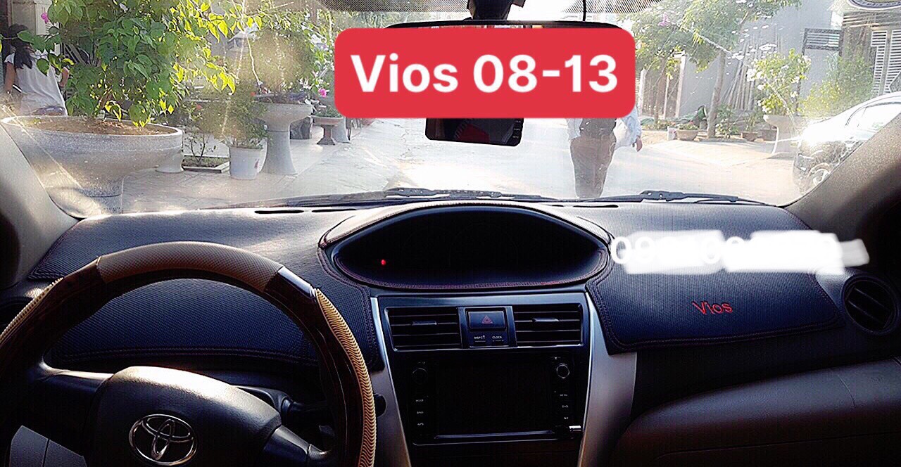 Thảm Taplo Xe Toyota Vios 2008-2013 loại da dày cao cấp 3 lớp chống trượt Da Carbon đen