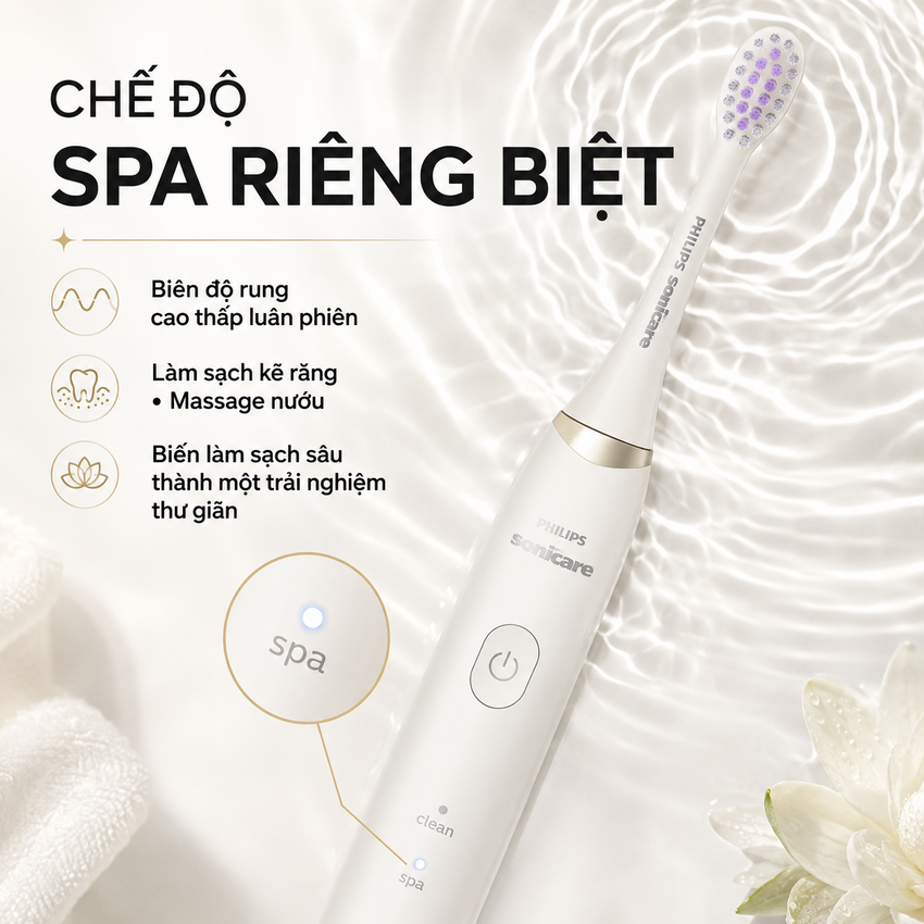 Bàn chải đánh răng điện Philips Sonicare Gentle Multi-effec Serial 3900 HX2491/01 - Hàng Chính Hãng