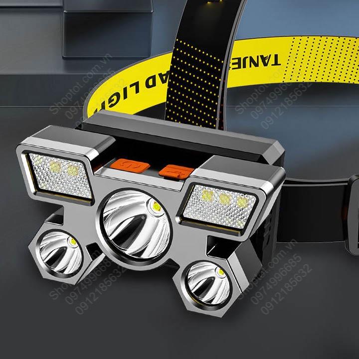 Đèn Pin LED đội đầu siêu sáng 5 pha led pin sạc gắn sẵn bên trong, cổng mUSB