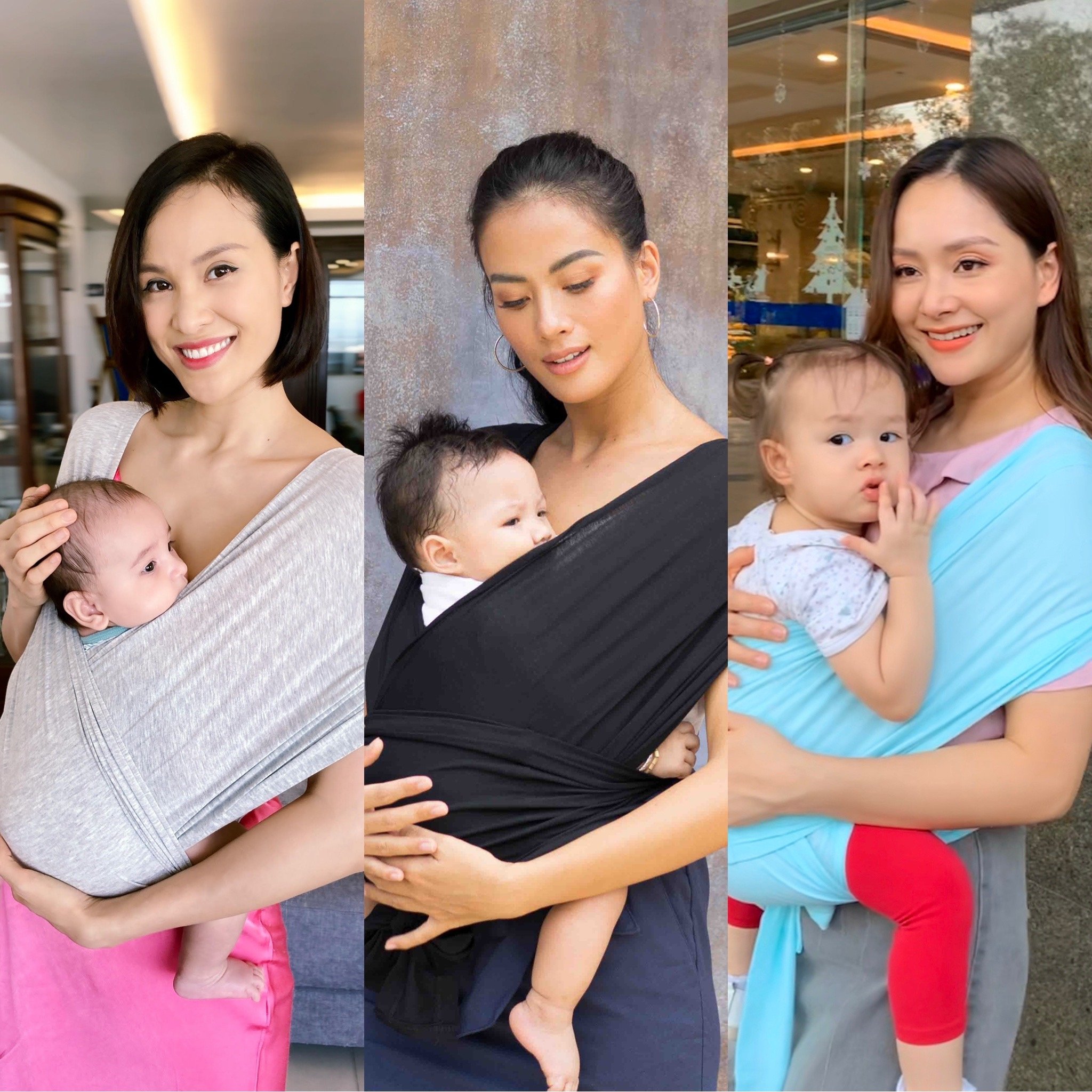 Địu vải EmBé Sling dành cho bé sơ sinh từ 0-24 tháng, dòng FLEX/ FLEX plus có dây tăng đơ để điều chỉnh size