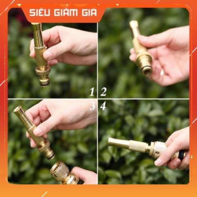 Bộ dây vòi xịt nước rửa xe, tưới cây . tăng áp 3 lần, loại 15m 206587 đầu đồng,cút đồng