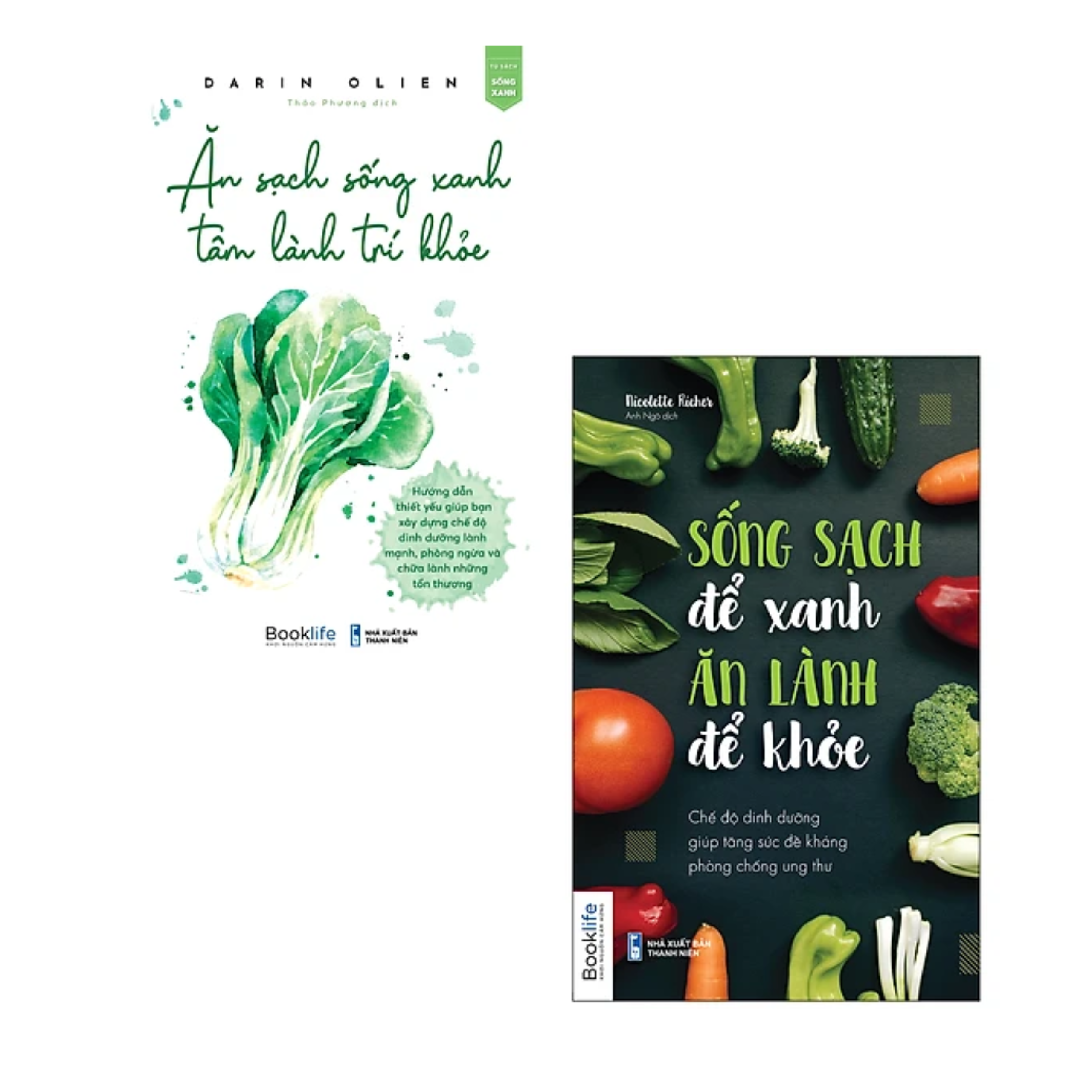 Combo 2Q Sách Chăm Sóc Sức Khỏe :  Ăn Sạch Sống Xanh, Tâm Lành Trí Khỏe + Sống Sạch Để Xanh Ăn Lành Để Khỏe