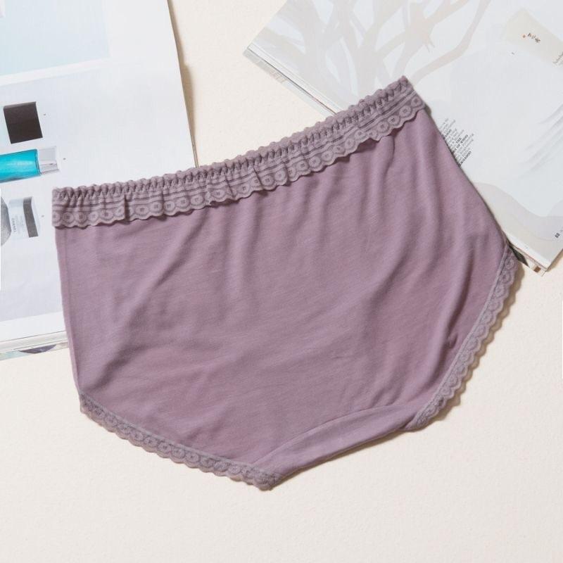 Quần Lót Cotton Mềm Viền Ren Cạp Cao Kháng Khuẩn