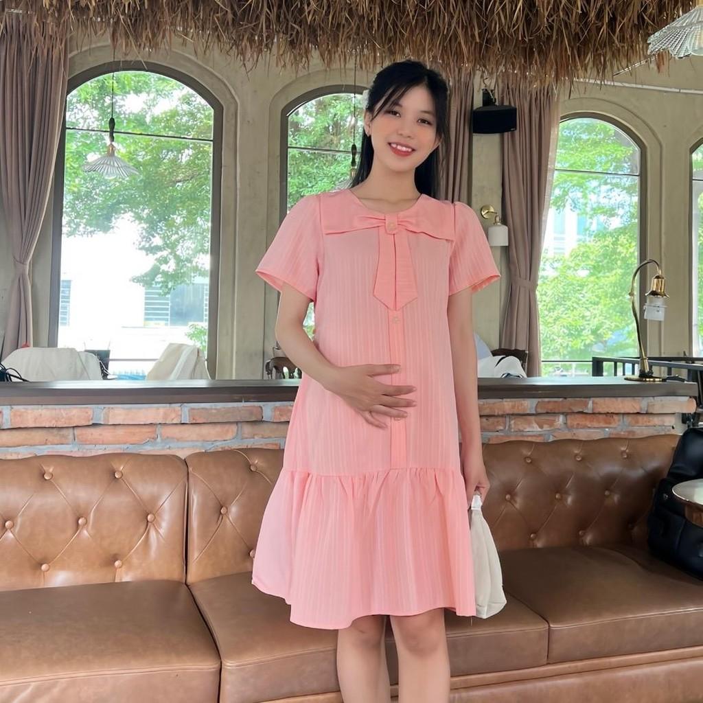 Đầm bầu đũi gân cổ sen thuỷ thủ phom suông đuôi cá bầu diện thoải mái - Da