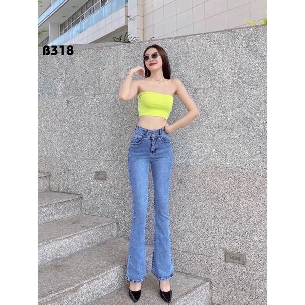 Quần Jeans Nữ Ống Loe Dài Co Giãn Cao Cấp 95-96cm