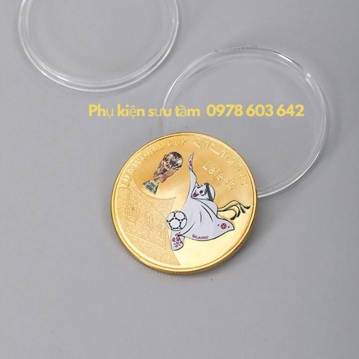 Xu Lưu Niệm World Cup 2022 In Màu, đường kính: 4cm, màu vàng - SP005993