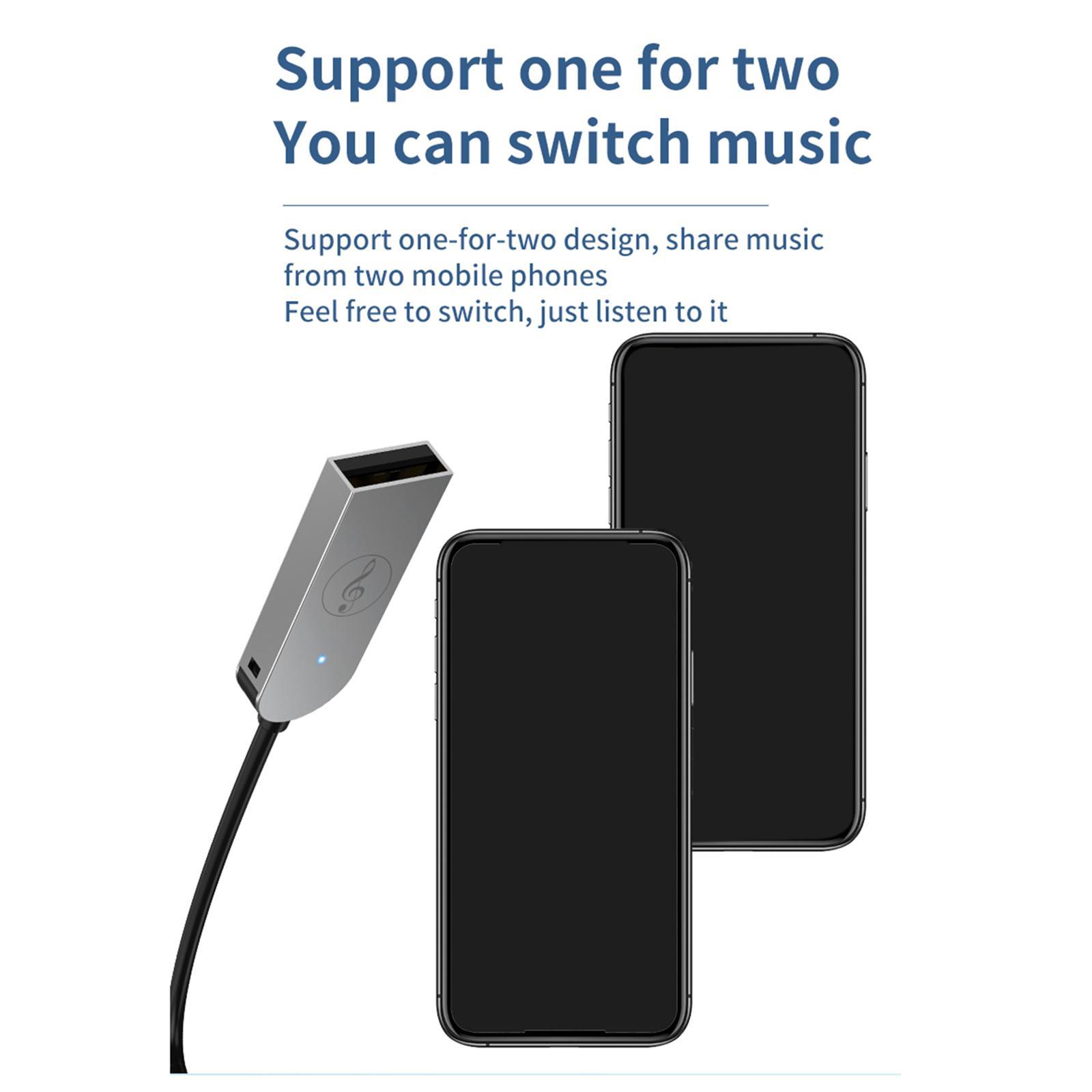 Car Bluetooth Receiver, Noise Cancelling Stereo Kit Handsfree Call 5.0 with Built-in Microphone/ Audio Wireless AUX Adapter for Home Audio